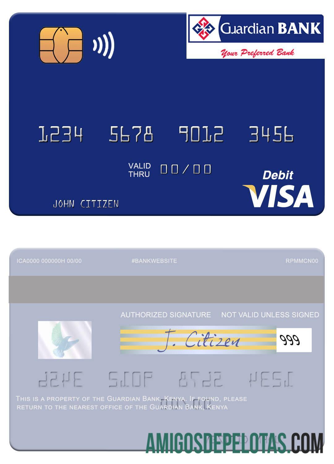 Kenya Guardian Bank Visa Debit Card example